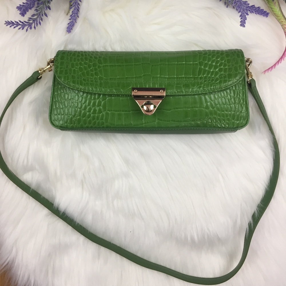 Giani Bernini 90's Lime Green Croc-Embossed Purse